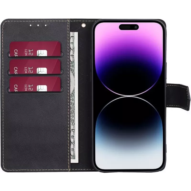 CYOO Premium BookCase Folio Hülle für Apple iPhone 14 Plus – Schwarz CY122795