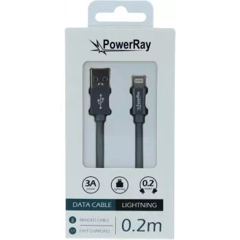 PowerRay USB-auf-Lightning-Datenkabel 0,2 m Textil Grau PR-DCUL020TGY