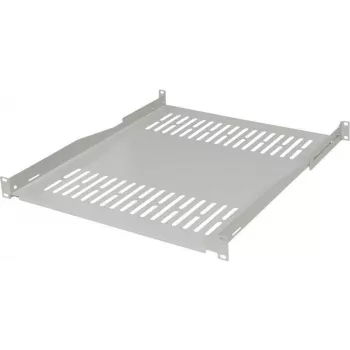 IT-BUDGET 19 inch Festes Rack-Regal / Geräteablage, 80 kg Traglast, 450 mm Tiefe, Tiefenvariable Montage, Hellgrau 90ITB19FBX450G