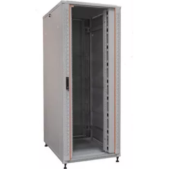 IT-BUDGET 19 inch Serverschrank SRK - 42U - 800x1000 mm - Glas-/Stahltür - Kabelkanäle - Flatpack - Hellgrau 90ITB19SRK42810GGN