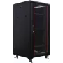 IT-BUDGET 19 inch Netzwerkschrank SRK - 27U - 600x600 mm - Glas-/Stahltür - Flatpack - Schwarz (90ITB19SRK2766GSN)