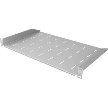 IT-BUDGET 19 inch Festes Rackregal, 1U, 300 mm tief, 15 kg Traglast, Hellgrau 90ITB19FB300G