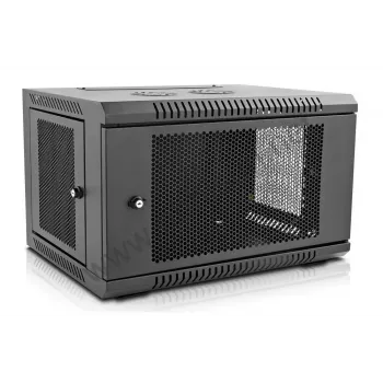 IT-BUDGET 19 inch Netzwerkschrank SWA - 6U - 570x600 mm - Perforierte Front und Seiten - Abnehmbare Seitenwände - Wand- und Bodenmontage - Zubehörset - Schwarz (90ITB19MSR666TS)