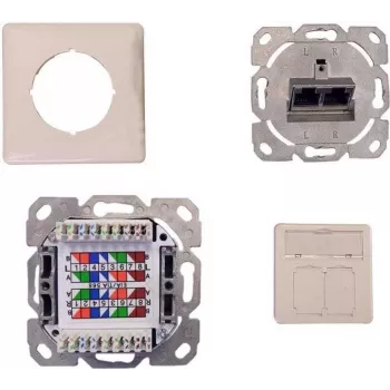 IT-BUDGET Cat.6A geschirmte Unterputz-Netzwerkdose, 2 x RJ45, Reinweiß, PoE+ 90ITBDDRW
