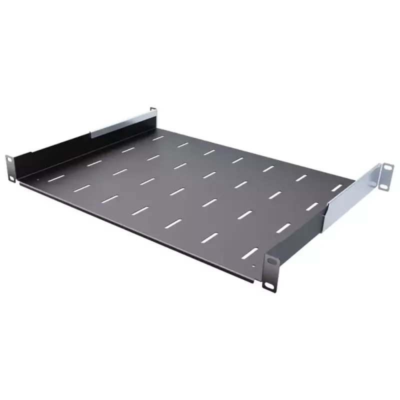 IT-BUDGET 19 inch Rack-Einlegeboden / Geräteablage - 40 kg Traglast - 350 mm Tiefe - Tiefenvariable Montage - Schwarz (90ITB19FB350S)