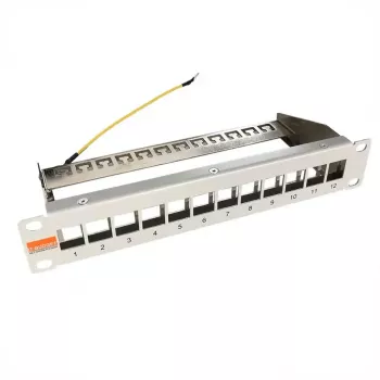 IT-BUDGET 10 inch Leeres Patchpanel für Keystone-Module - 12 Ports - Geschirmt - 1U - Unbestückt - Grau (90ITB10MT12PG)