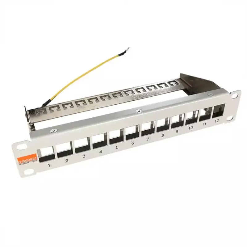 IT-BUDGET 10 inch Leeres Patchpanel für Keystone-Module - 12 Ports - Geschirmt - 1U - Unbestückt - Grau (90ITB10MT12PG)