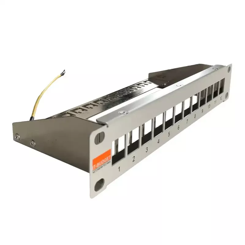 IT-BUDGET 10 inch Leeres Patchpanel für Keystone-Module - 12 Ports - Geschirmt - 1U - Unbestückt - Grau (90ITB10MT12PG)