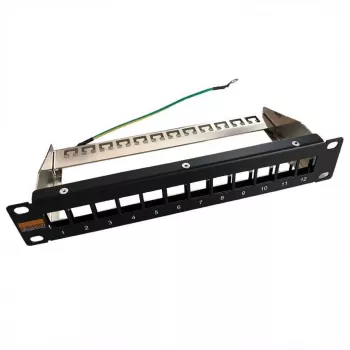 IT-BUDGET 10 inch Leeres Patchpanel für Keystone-Module - 12 Ports - Geschirmt - 1U - Unbestückt - Schwarz (90ITB10MT12PS)