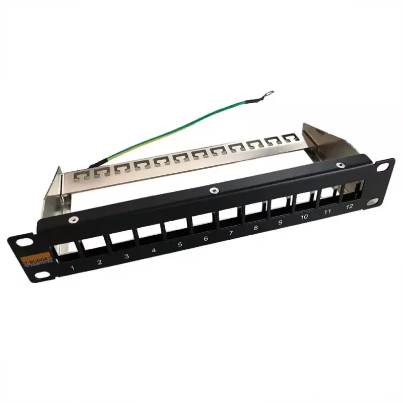 IT-BUDGET 10 inch Leeres Patchpanel für Keystone-Module - 12 Ports - Geschirmt - 1U - Unbestückt - Schwarz (90ITB10MT12PS)