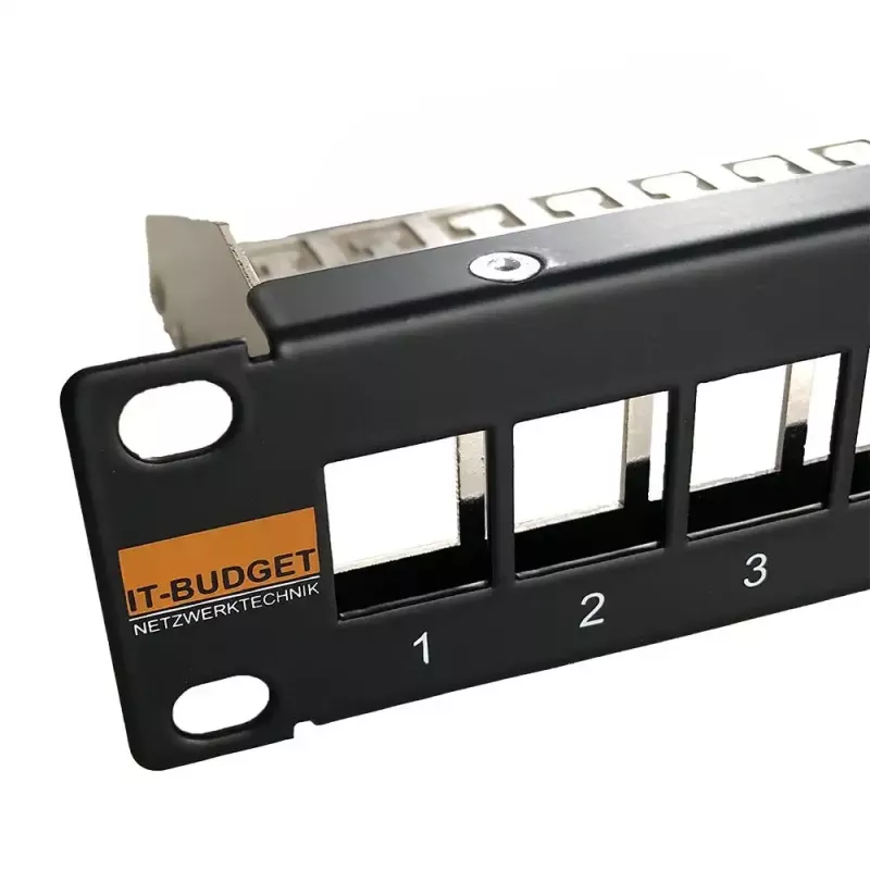 IT-BUDGET 10 inch Leeres Patchpanel für Keystone-Module - 12 Ports - Geschirmt - 1U - Unbestückt - Schwarz (90ITB10MT12PS)