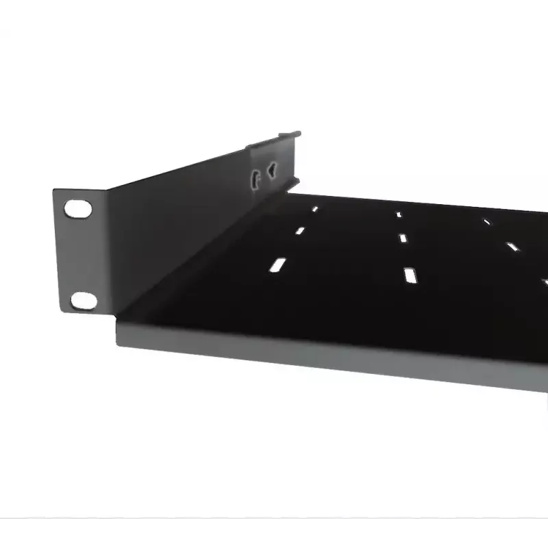 IT-BUDGET 19 inch Rack-Einlegeboden / Geräteablage - Traglast 40 kg - Tiefe 550 mm - Tiefenvariable Montage - Schwarz (90ITB19FB550S)