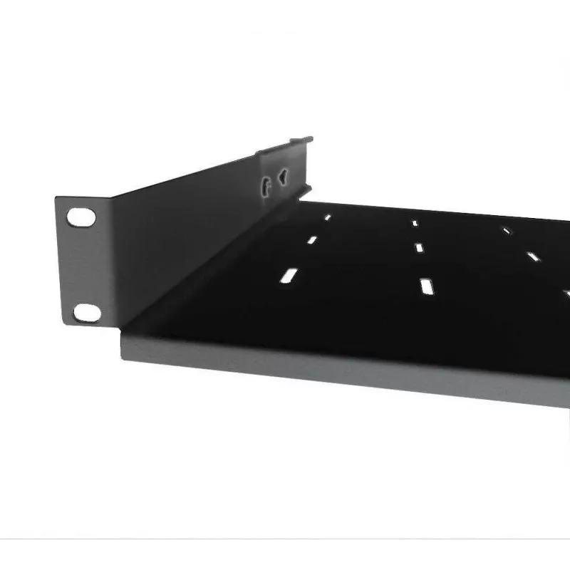 IT-BUDGET 19 inch Rack-Einlegeboden / Geräteablage - Traglast 40 kg - Tiefe 550 mm - Tiefenvariable Montage - Schwarz (90ITB19FB550S)