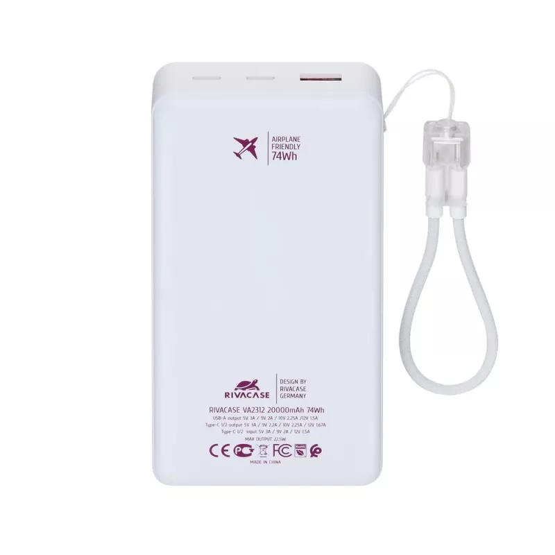 Rivacase VA2312 Powerbank 20000 mAh 22,5W Weiß