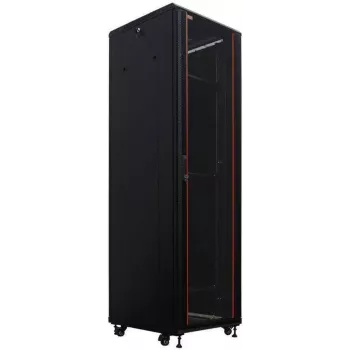 IT-BUDGET 19 inch Netzwerkschrank SRK, 38U, 600x800 mm, Glas-/Stahltür, Flatpack, Schwarz 90ITB19SRK3868GSN