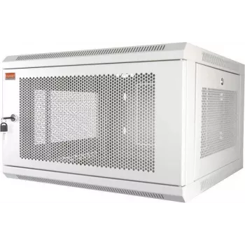 IT-BUDGET 19 inch Wandmontage-Netzwerkschrank 6U, 570x600 mm, perforierte Front & Seiten, abnehmbare Seitenwände, Weiß 90ITB19MSR666TW