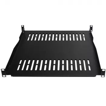 IT-BUDGET 19 inch Festes Rack-Regal / Gerätewanne, 80 kg Traglast, 450 mm Tiefe, Tiefenverstellbare Montage, Schwarz 90ITB19FBX450S