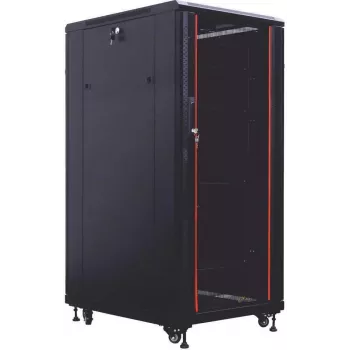 IT-BUDGET 19-Serverschrank SRK - 27 HE - BxT 800x800 mm - Sicht-/Vollblechtür - Kabelkanäle - Flatpack - schwarz (90ITB19SRK2788GSN)