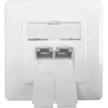 IT-BUDGET Netzwerk-Datenanschlussdose 2x RJ45 Buchse Cat.6A geschirmt Lichtweiß Unterputz horizontal PoE+ 90ITBDDSW