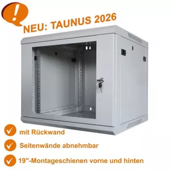 IT-BUDGET TAUNUS 19-Zoll-Netzwerkschrank 12U 600mm Tiefe Lichtgrau 90ITB19126GG