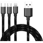 CYOO 3-in-1 USB-Lade- und Datenkabel – Micro USB, USB-C, Lightning – Schwarz