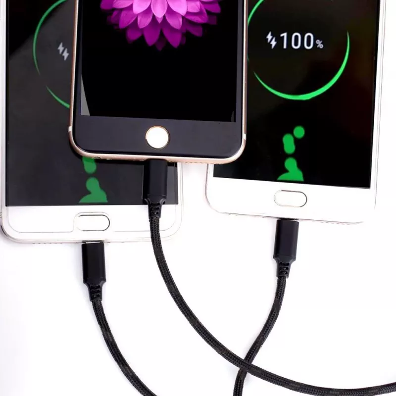 CYOO 3-in-1 USB-Lade- und Datenkabel – Micro USB, USB-C, Lightning – Schwarz