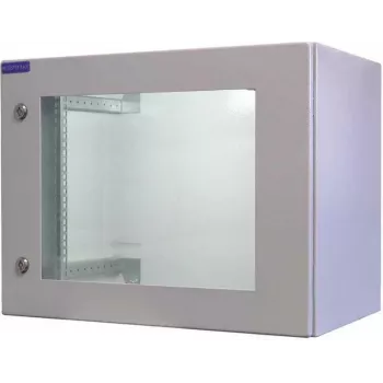 RESISTER 19 inch Netzwerkschrank PRO - IP66 Outdoor & Industrie - Sichtfenstertür - 9U - 600x400 mm - Lichtgrau (90RR19WV94GG)