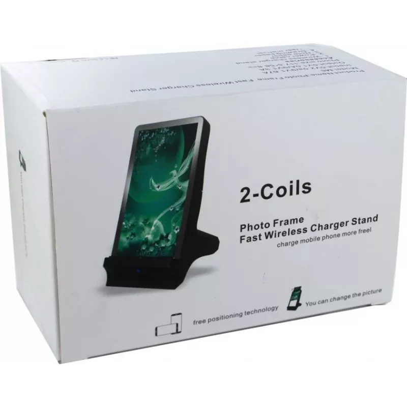 CYOO 2-in-1 Bilderrahmen und Qi-Wireless-Ladegerät – Weiß