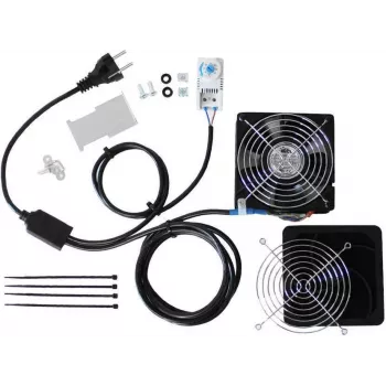 IT-BUDGET IT-Schrank-Lüfter-Kit mit Thermostat, 160 m³/h, 230 V, vorverdrahtet, 1 Lüfter 90ITBTKD180603KTHS128