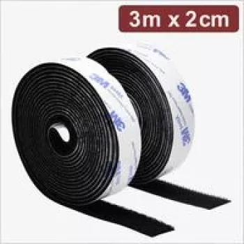 Quadrios 24CA320 Selbstklebendes Klettband, 3 m x 2 cm, Schwarz
