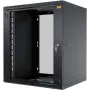 IT-BUDGET 19 inch Netzwerkschrank TAUNUS 12U 450mm Tiefe Glastür abschließbar Schwarz 90ITB191245GS