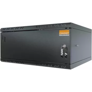 IT-BUDGET TAUNUS 19-Zoll-Wandgehäuse 4U, 450 mm tief, abschließbare Stahltür, Schwarz 90ITB19445MS