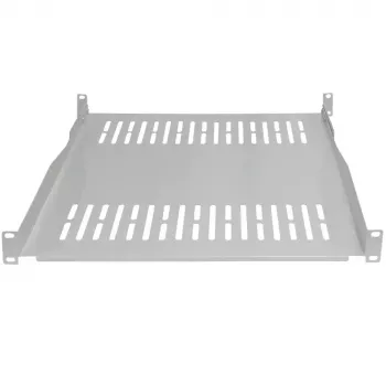 IT-BUDGET 19 inch Festes Rack-Einlegeboden / Geräteablage - 80 kg Traglast, 550 mm Tiefe, tiefenvariable Montage, Hellgrau (90ITB19FBX550G)