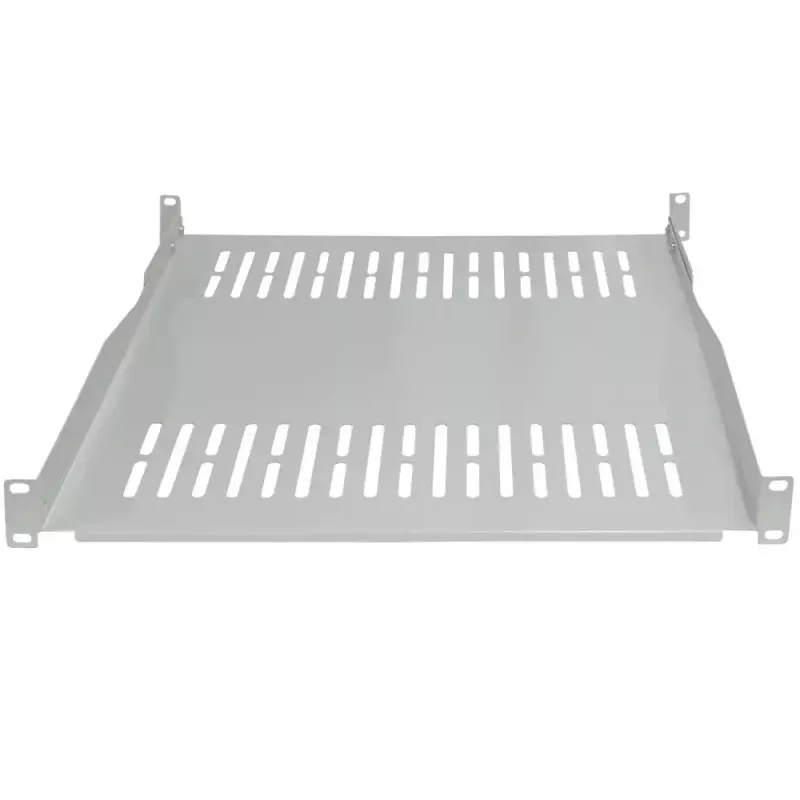 IT-BUDGET 19 inch Festes Rack-Einlegeboden / Geräteablage - 80 kg Traglast, 550 mm Tiefe, tiefenvariable Montage, Hellgrau (90ITB19FBX550G)