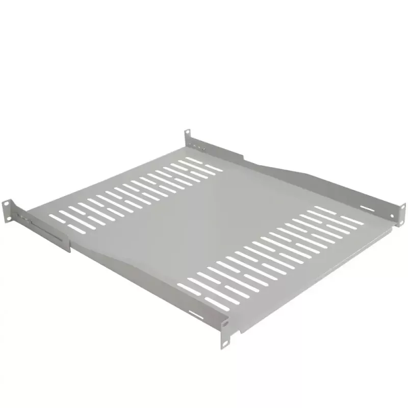 IT-BUDGET 19 inch Festes Rack-Einlegeboden / Geräteablage - 80 kg Traglast, 550 mm Tiefe, tiefenvariable Montage, Hellgrau (90ITB19FBX550G)