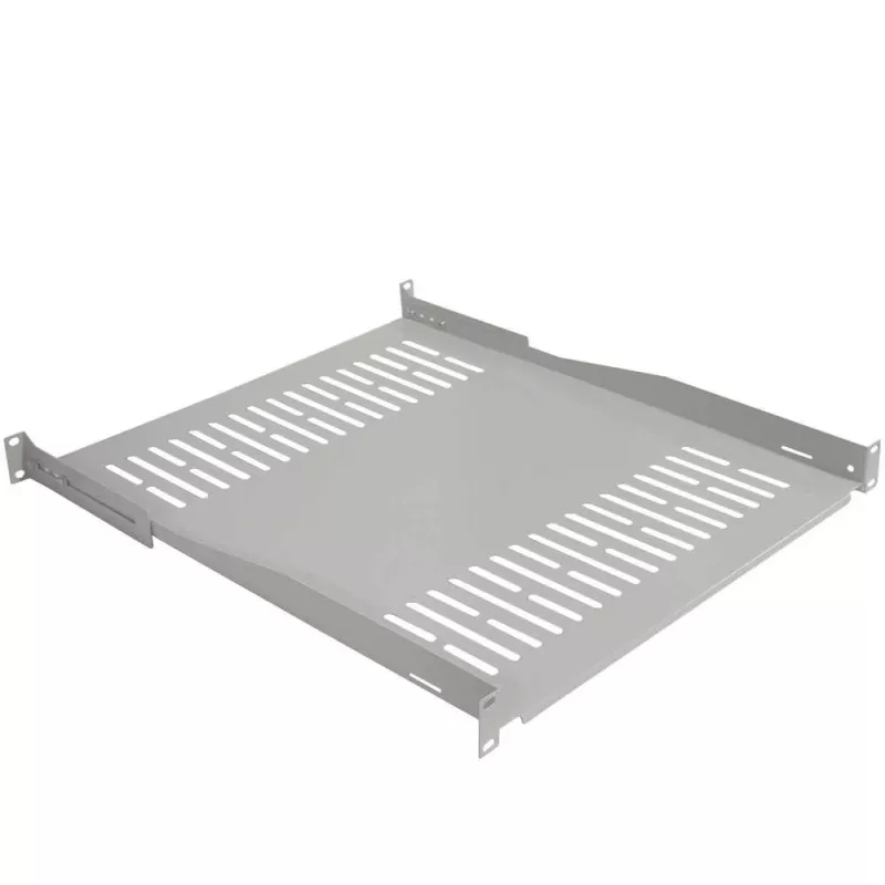 IT-BUDGET 19 inch Festes Rack-Einlegeboden / Geräteablage - 80 kg Traglast, 550 mm Tiefe, tiefenvariable Montage, Hellgrau (90ITB19FBX550G)