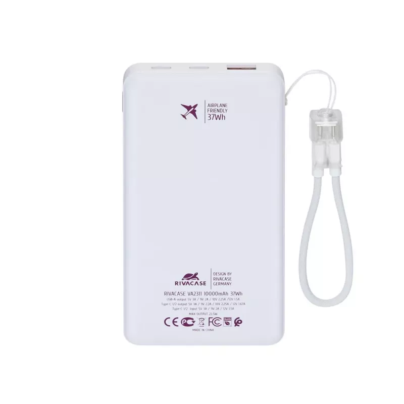 Rivacase VA2311 10000 mAh 22,5 W Powerbank Weiß
