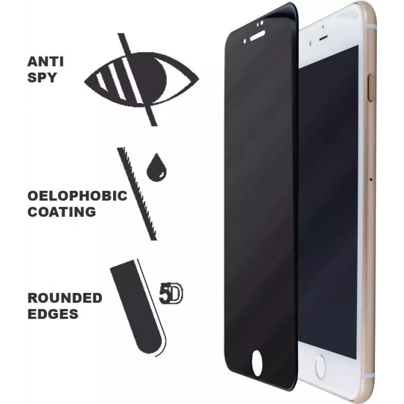 CYOO Privacy 5D Panzerglas Displayschutzfolie für Apple iPhone 8 Plus – Schwarz
