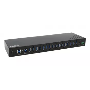 EXSYS EX-11236HMS 16-Port USB 3.2 Gen 1 Industrie-Hub mit 15KV ESD-Schutz, Wand- & DIN-Schienenmontage