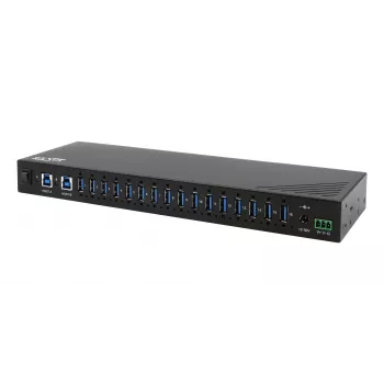 EXSYS EX-11236HMS 16-Port USB 3.2 Gen 1 Industrie-Hub mit 15KV ESD-Schutz, Wand- & DIN-Schienenmontage