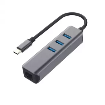EXSYS EX-1133-N-3 USB 3.2 Gen 1 Hub mit 3x USB-A-Anschlüssen und Gigabit-Ethernet (USB-C)