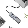 EXSYS EX-1133-N-3 USB 3.2 Gen 1 Hub mit 3x USB-A-Anschlüssen und Gigabit-Ethernet (USB-C)