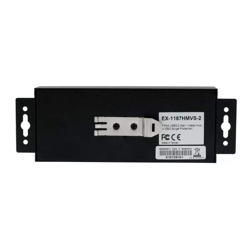 EXSYS USB 3.2 Gen1 7-Port Industrie-Hub mit DIN-Schienen-Kit und 15kV ESD-Schutz (EX-1187HMVS-2)