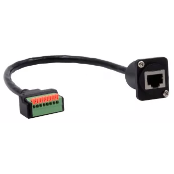 EXSYS EX-49161 D-Typ RJ45 Buchse auf 8-Pin Klemmenblock Adapter mit Drucktaster, CAT.5e, 20 cm