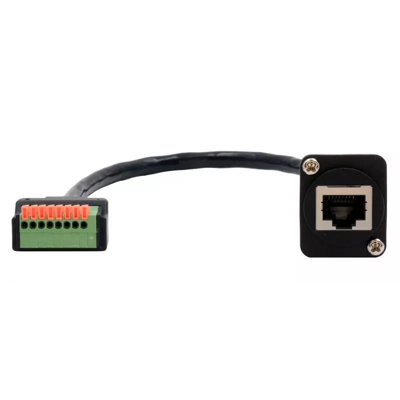 EXSYS EX-49161 D-Typ RJ45 Buchse auf 8-Pin Klemmenblock Adapter mit Drucktaster, CAT.5e, 20 cm