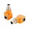 EXSYS EX-49502 M12 A-codierter 8-poliger Stecker auf RJ45 Buchse 90° Industrial Ethernet Adapter