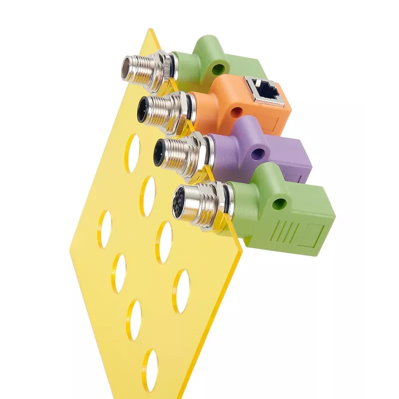 EXSYS EX-49502 M12 A-codierter 8-poliger Stecker auf RJ45 Buchse 90° Industrial Ethernet Adapter