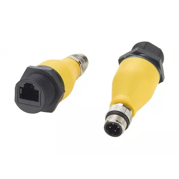 EXSYS EX-49524 Industrieller M12 D-Code 4-Pin Stecker auf RJ45 Buchse Adapter, IP67, Fast Ethernet