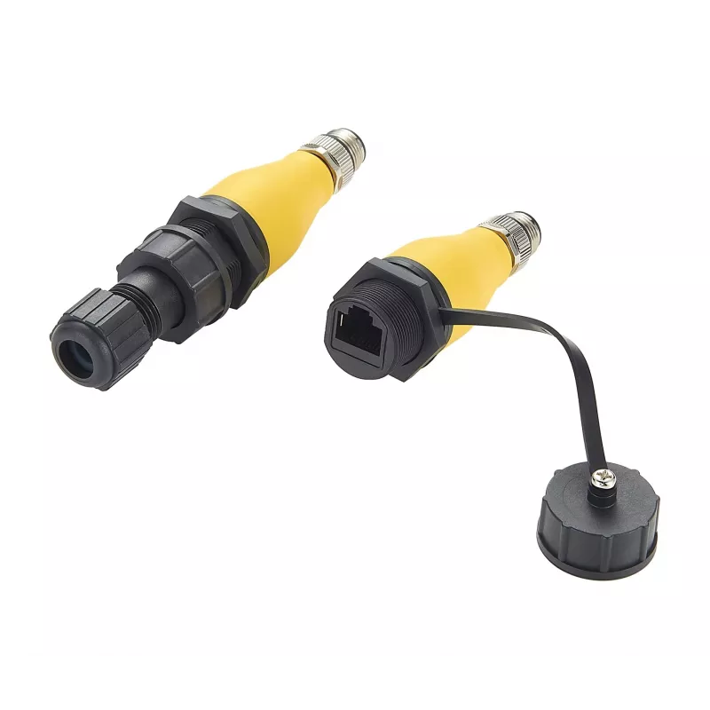 EXSYS EX-49524 Industrieller M12 D-Code 4-Pin Stecker auf RJ45 Buchse Adapter, IP67, Fast Ethernet
