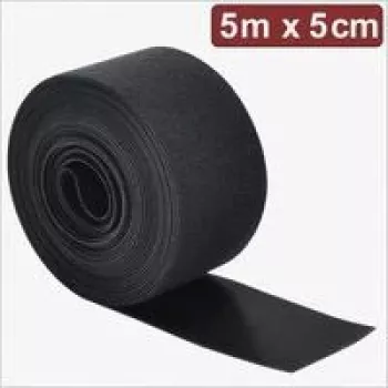 Quadrios 24CA310 Klettverschlussband, 5 m x 5 cm, Schwarz, Wiederverwendbare Kabelbinder zum Bündeln und Kabelmanagement